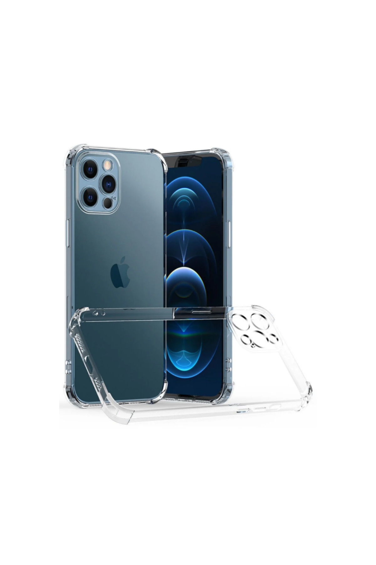 Apple iPhone 12 Pro Max ile Uyumlu Kapak Kamera Korumalı Antişok Airbag Köşe Korumalı Silikon Şeffaf Kılıf