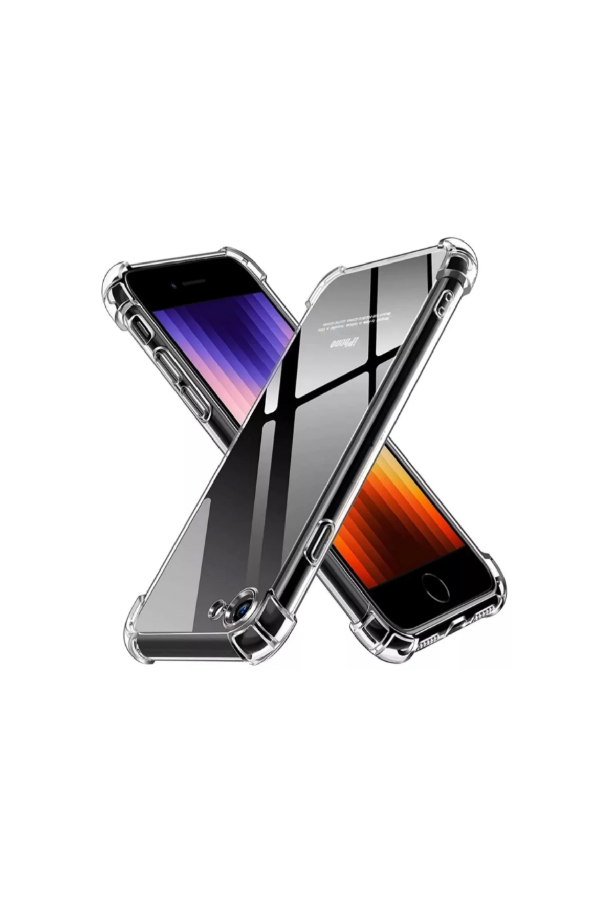 Apple iPhone SE 2 2020 ile Uyumlu Kapak Kamera Korumalı Antişok Airbag Köşe Korumalı Silikon Şeffaf Kılıf