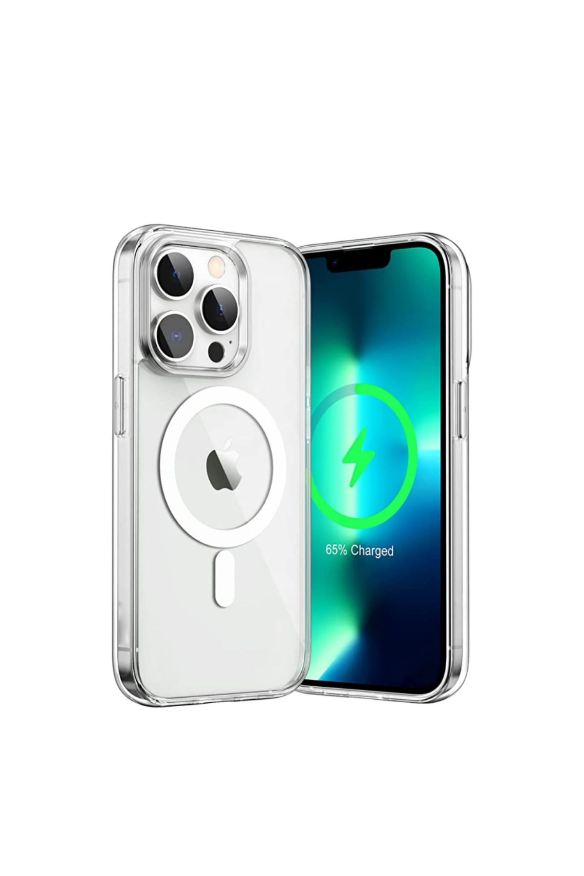 Apple iPhone 13 Pro ile Uyumlu Kablosuz Şarj Destekli Şeffaf Silikon Kapak