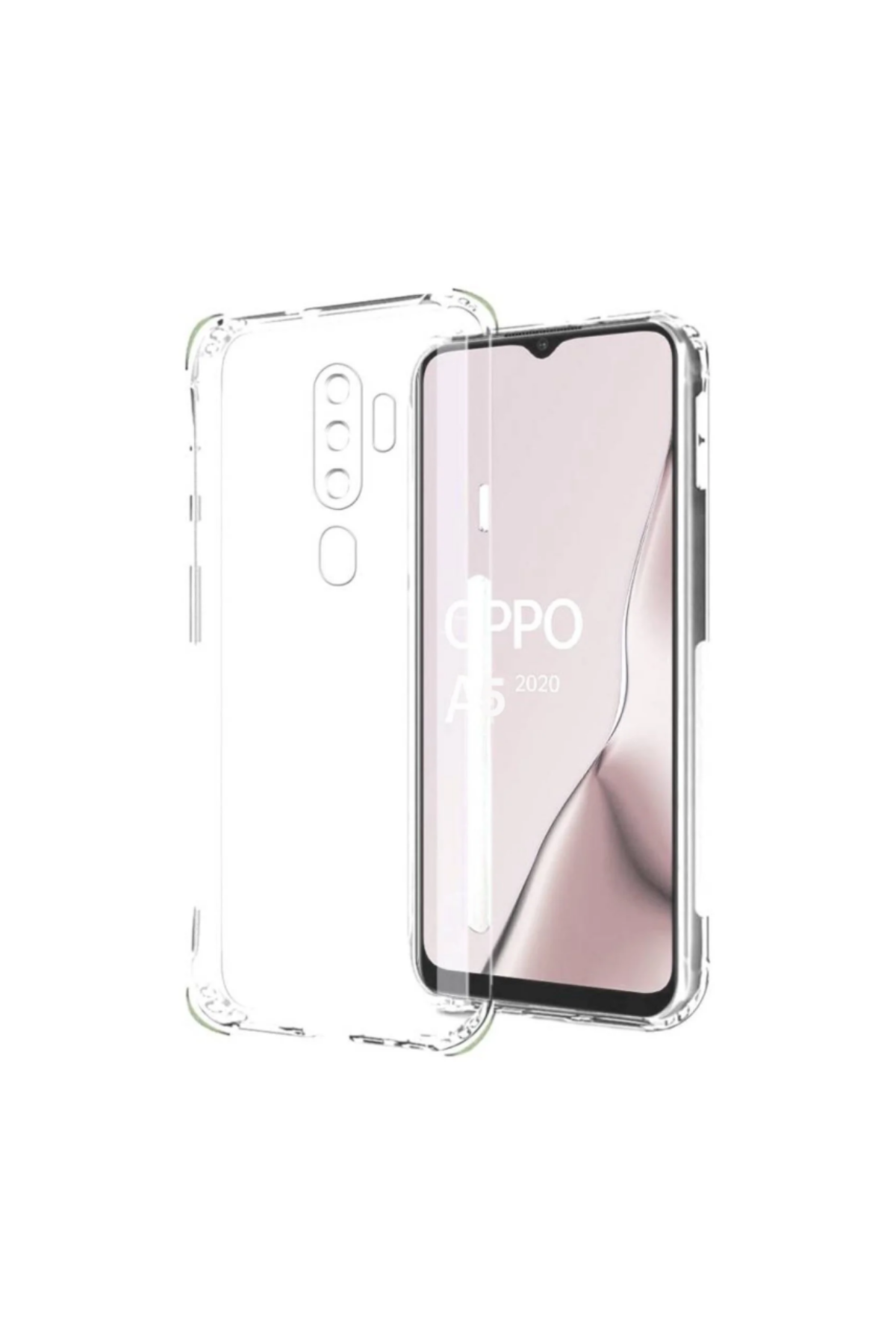 Oppo A5 2020 ile Uyumlu Kapak Kamera Korumalı Antişok Airbag Köşe Korumalı Silikon Şeffaf Kılıf