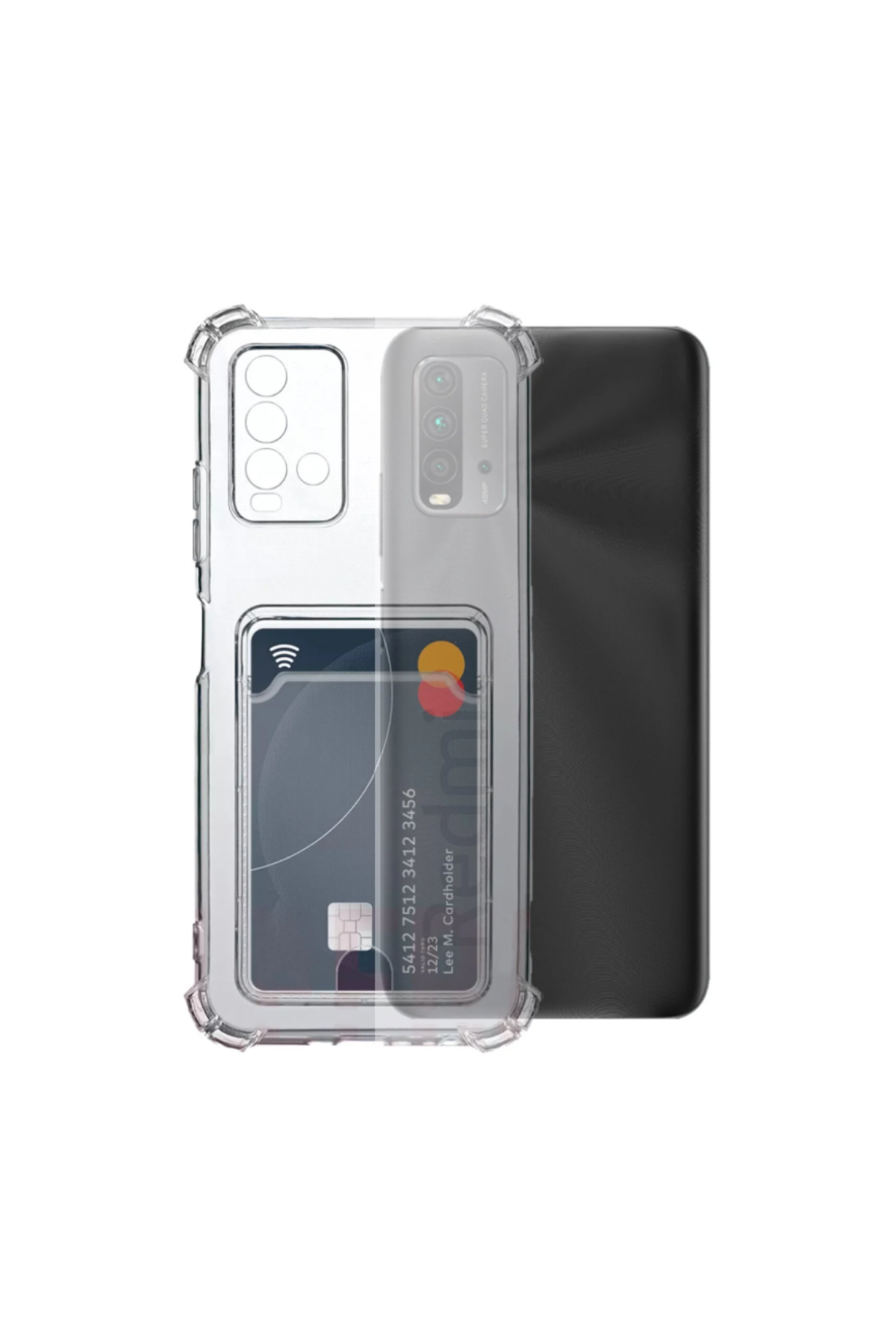 Xiaomi Redmi 9T Kapak Kamera Korumalı Kartlıklı Darbe Emici Özellikli Şeffaf Silikon Kılıf