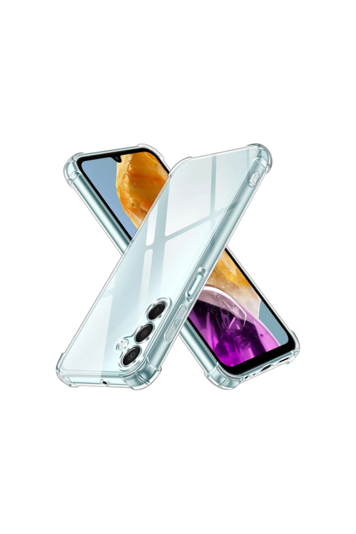 Samsung Galaxy M15 ile Uyumlu Kamera Korumalı Airbag Antishock Köşe Korumalı Şeffaf Silikon Kılıf