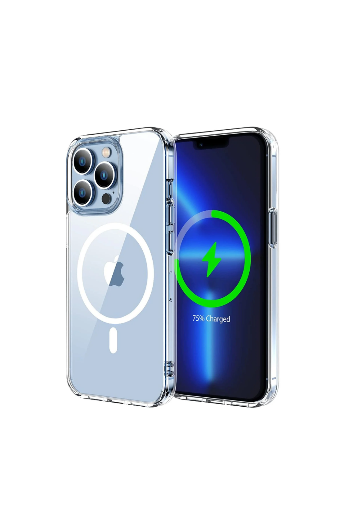 Apple iPhone 13 Pro Max ile Uyumlu Kablosuz Magsafe Şarj Destekli Şeffaf Silikon Kapak