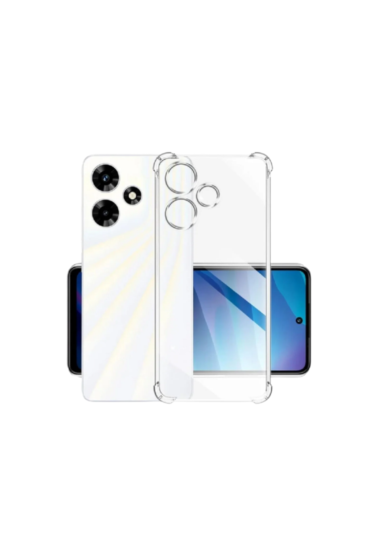 İnfinix Hot 30 ile Uyumlu Kapak Kamera Korumalı Airbag Antishock Köşe Korumalı Şeffaf Silikon Kılıf