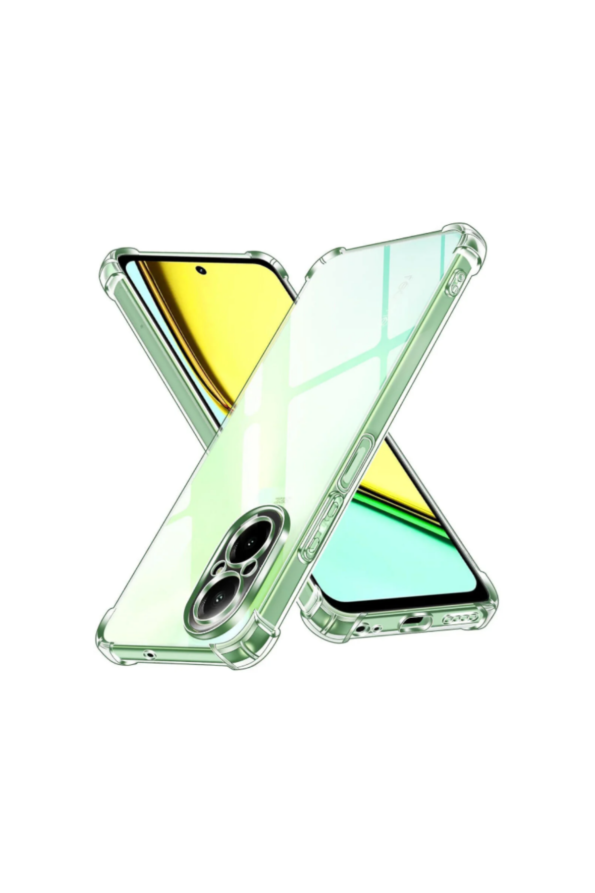 Realme 12 Lite ile Uyumlu Kapak Kamera Korumalı Airbag Antishock Köşe Korumalı Şeffaf Silikon Kılıf